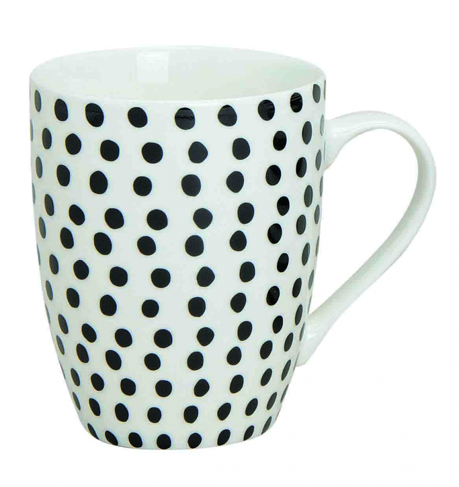 Teebecher/Kaffeebecher Tupfen weiß/schwarz